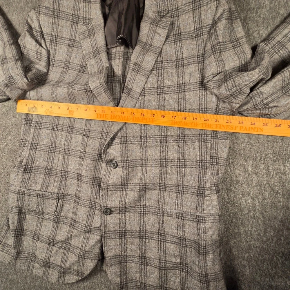Samuelsohn Blazer E. Thomas Wool Cashmere Plaid Sport Coat Grey 48 Long NWOT